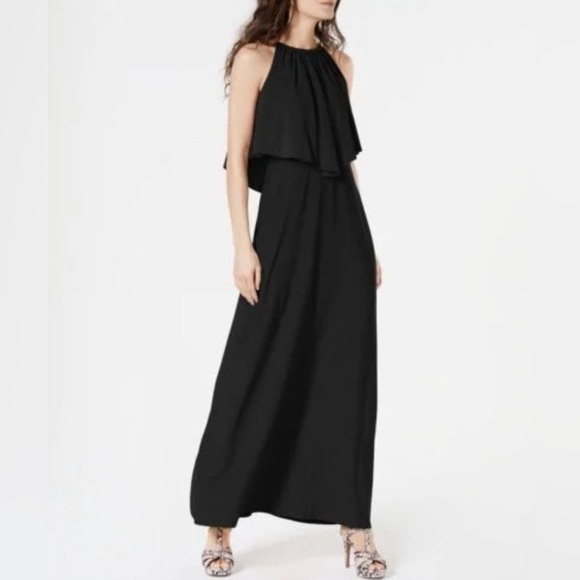 Thalia Sodi Black Maxi Halter Dress with Gold Chain Accent at Neckline Size XXL - Picture 1 of 11